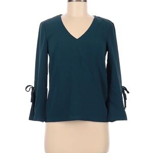 H&M Teal V-Neck Blouse with Tie Sleeves